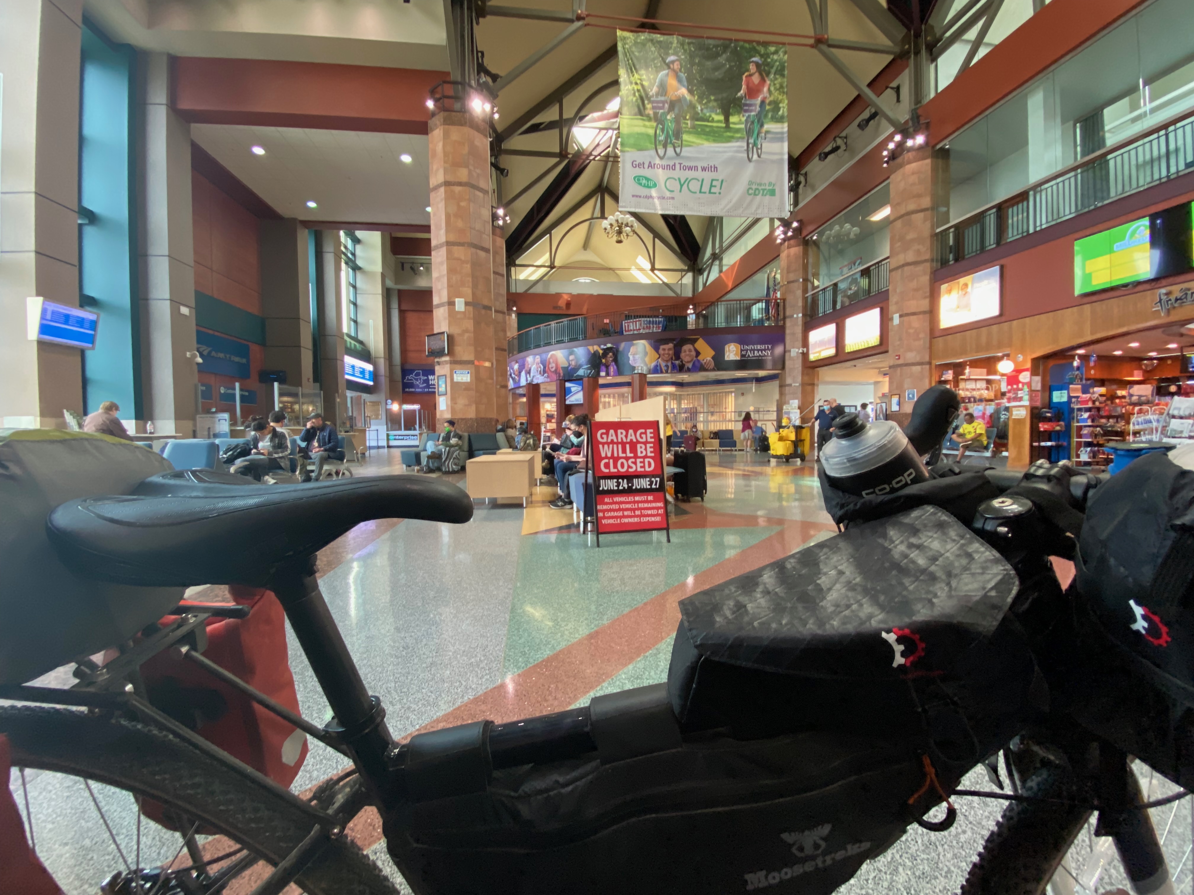 Amtrak station with a bike in Albany, NY