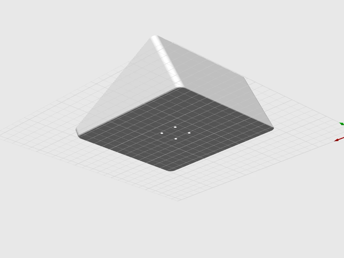Underside view of the first wedge-shaped keyboard platform model.